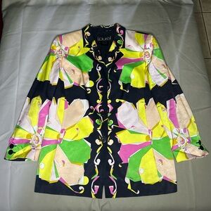 LAUREL by ESCADA vintage 90s bright colorful print blazer jacket size Large 46